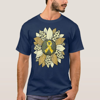 Sonnenblume Ribbon Leopard Kinderkrebs Auszeichnun T-Shirt