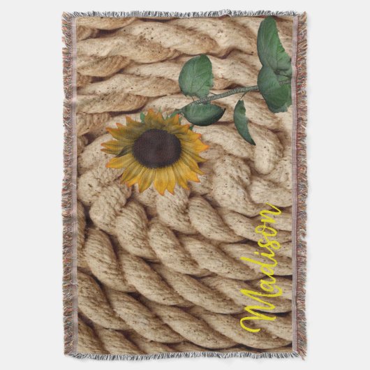 Sonnenblume Rope Throw Blanket Decke (Vorderseite Vertikal)