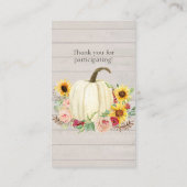 Sonnenblume Rosa Blumenkürbis Visitenkarte (Rückseite)