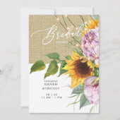 Sonnenblume Rosa Blütenblume Rustikales Brautparty Einladung (Vorderseite)