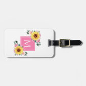 Sonnenblume Rosa Botanische Wasserfarbe Mit Monogr Gepäckanhänger (Vorderseite horizontal)