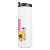 Sonnenblume Rosa Botanische Wasserfarbe Mit Monogr Thermosbecher (Nach rechts gedreht)