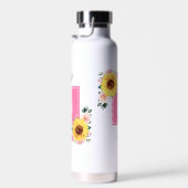 Sonnenblume Rosa Botanische Wasserfarbe Mit Monogr Trinkflasche (Rechts)