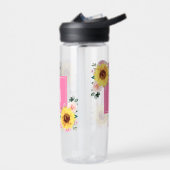 Sonnenblume Rosa Botanische Wasserfarbe Mit Monogr Trinkflasche (Links)