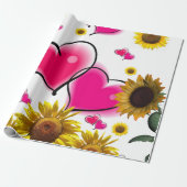Sonnenblume Rosa Herz Matte Wrapping Papier Geschenkpapier (Ungerollt)