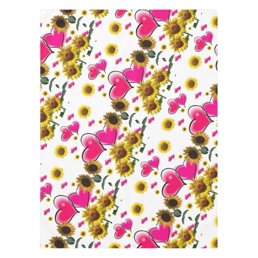 Sonnenblume Rosa Herz Tablette Tischdecke (Vorderseite)