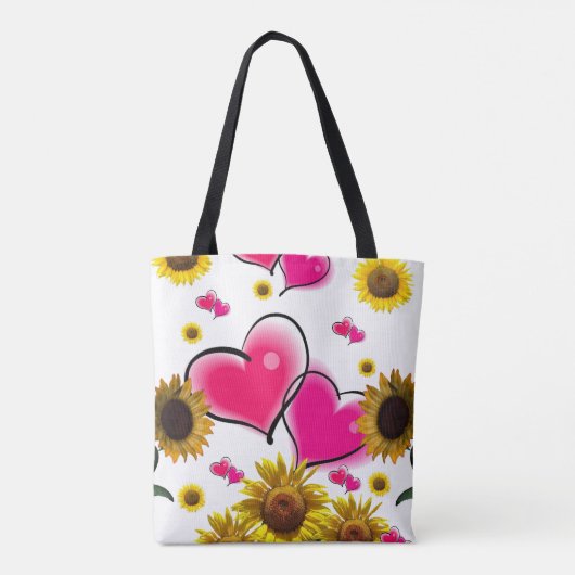Sonnenblume Rosa Herz Tasche (Rückseite)