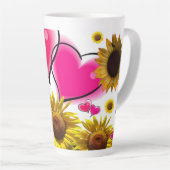 Sonnenblume Rosa Herzen Latte Tasse (Rechte Ecke)