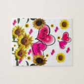 Sonnenblume Rosa Herzrasen Puzzle (Horizontal)