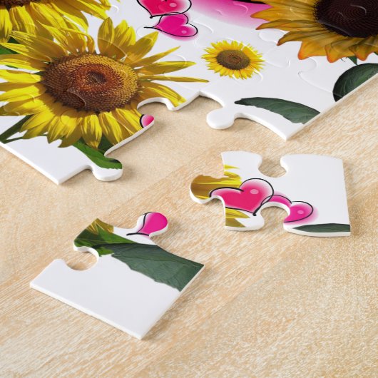 Sonnenblume Rosa Herzrasen Puzzle (Seite)
