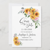 Sonnenblume Rosa Hochzeit Save The Date (Vorderseite)