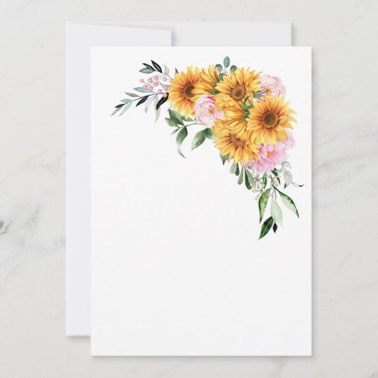 Sonnenblume Rosa Hochzeit Save The Date (Rückseite)