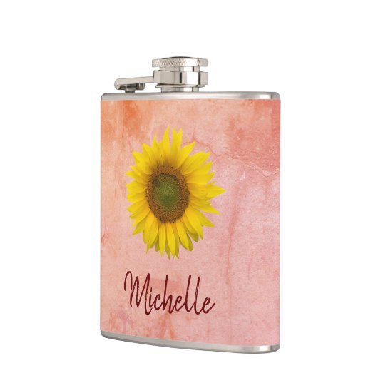 Sonnenblume Rosa Marmor Rote Script Typografie Fla Flachmann (Links)