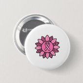 Sonnenblume Rosa Ribbon Brustkrebs Bewusstsein Fra Button (Vorne & Hinten)