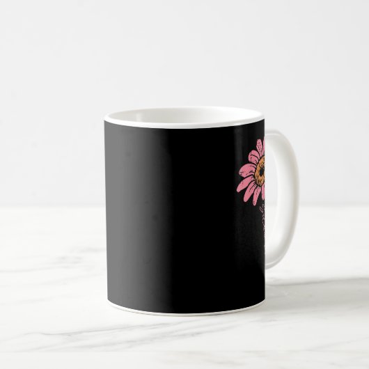 Sonnenblume Rosa Ribbon Brustkrebs Überleben Aware Kaffeetasse (VorderseiteRechts)