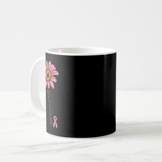 Sonnenblume Rosa Ribbon Brustkrebs Überleben Aware Kaffeetasse (Vorderseite Links)