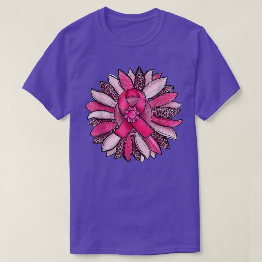 Sonnenblume Rosa Ribbon rosa Brustkrebs Bewusstsei T-Shirt (Design vorne)