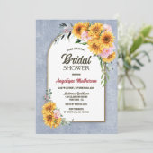 Sonnenblume Rosa Rose Blumengestein Brautparty Einladung (Stehend Vorderseite)