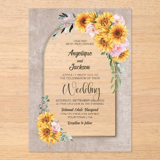 Sonnenblume Rosa Rose Blumenstrauß Einladung (Vorderseite)