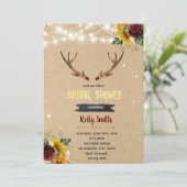 Sonnenblume Rose Antler Thema Einladung (Stehend Vorderseite)