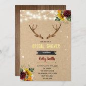 Sonnenblume Rose Antler Thema Einladung (Vorne/Hinten)