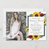 Sonnenblume Rose Daisy Blumenstrauß Abschluss Brun Einladung (Vorderseite)