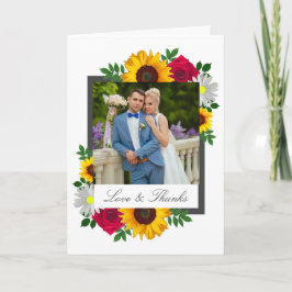 Sonnenblume Rose Daisy Floral Wedding Dankeskarte