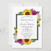 Sonnenblume Rose Daisy Floral Wedding Einladung (Vorderseite)
