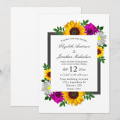 Sonnenblume Rose Daisy Floral Wedding Einladung (Vorne/Hinten)