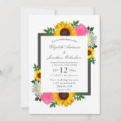 Sonnenblume Rose Daisy Floral Wedding Einladung (Vorderseite)