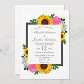 Sonnenblume Rose Daisy Floral Wedding Einladung (Vorne/Hinten)