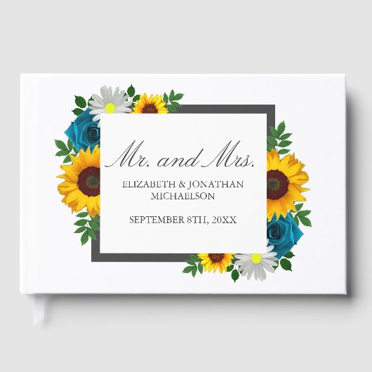 Sonnenblume Rose Daisy Floral Wedding Gästebuch (Vorderseite)