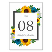 Sonnenblume Rose Daisy Floral Wedding Tischnummer (Vorderseite)