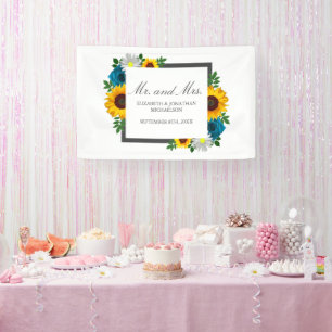 Sonnenblume Rose Gänseblümchen Florale Hochzeit Banner