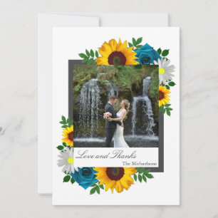 Sonnenblume Rose Gänseblümchen Florale Hochzeit Dankeskarte