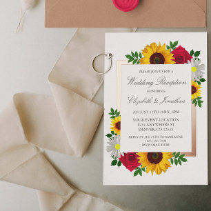Sonnenblume Rose Gänseblümchen Florale Hochzeitsfe Folieneinladung
