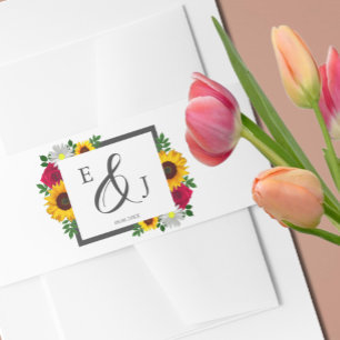 Sonnenblume Rose Gänseblümchen Herbst Blumen Hochz Einladungsbanderole