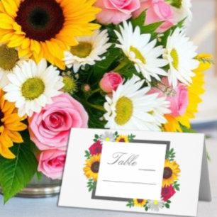 Sonnenblume Rose Gänseblümchen Herbst Blumen Hochz Platzkarte