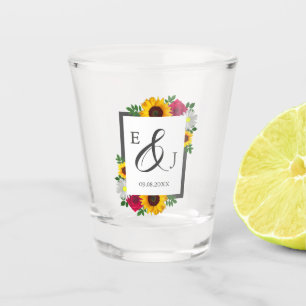 Sonnenblume Rose Gänseblümchen Herbst Blumen Hochz Schnapsglas