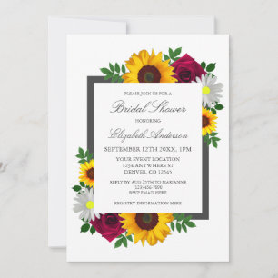 Sonnenblume Rose Gänseblümchen Herbst Floral Braut Einladung