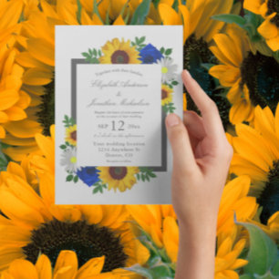 Sonnenblume Rose Gänseblume Herbst Blumen Hochzeit Einladung