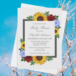 Sonnenblume Rose Herbst Blumen Baby Shower Einladung