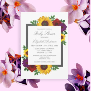 Sonnenblume Rose Herbst Blumen Baby Shower Einladung