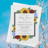 Sonnenblume Rose Herbst Blumendusche Einladung