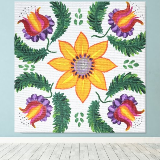 Sonnenblume-Rose Leinwanddruck (Insitu (Holzboden))