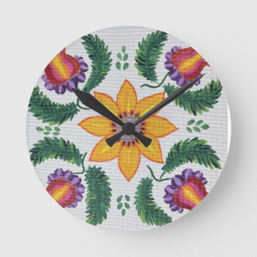Sonnenblume-Rose Runde Wanduhr (Vorderseite)