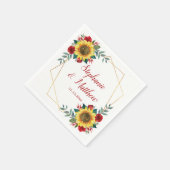 Sonnenblume Rote Blume Geometrische Hochzeit Serviette (Ecke)