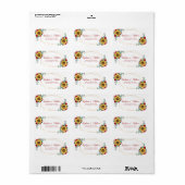 Sonnenblume Rote Rose Geometric Gold-Adresse Adressaufkleber (Vorne)