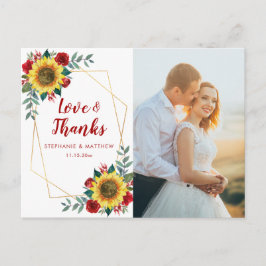 Sonnenblume Rote Rose Geometrisches Foto Vielen Da Postkarte