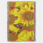 Sonnenblume Rotes Herz Butterfly Donnerschlag Deck Decke (Vorderseite Vertikal)